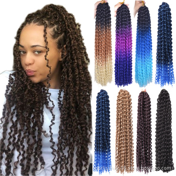 Wholesale Ombre Prelooped Passion Twist Water Wave Hair Synthetic Crochet Hair Braids Natural Passion Spring Twist For African